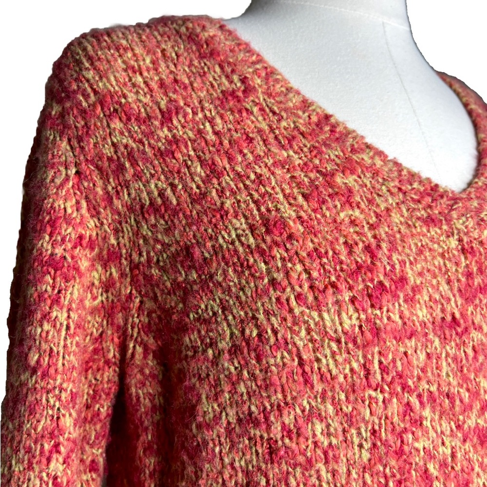Royal Robbins Red Multi V-Neck Sweater Size S Pullover Flare Arm Stretch Knit - Picture 6 of 10